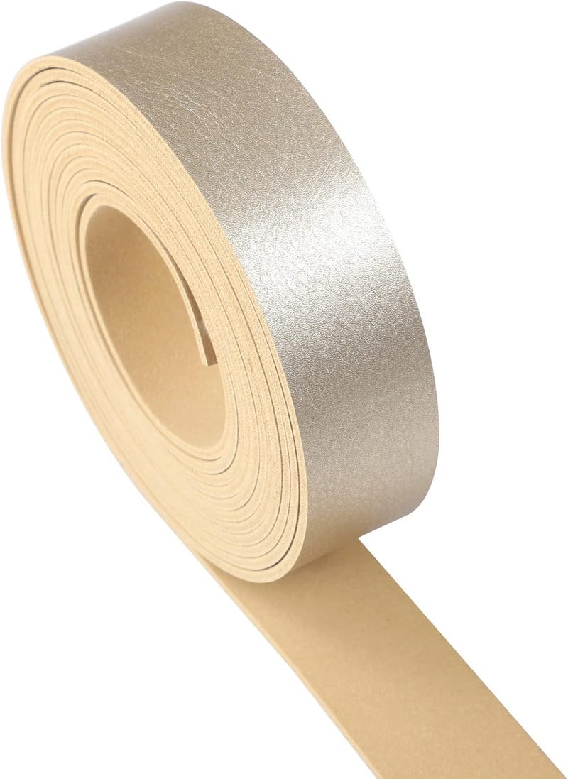 picheng Faux Leather Strap: 1 Inch Wide 100 Inches Long Leather Strips Soft Leather for DIY Craft Projects Leather Belt Strap Pet Collars Traction Ropes Tooling (Pearl Gold) - Image 3